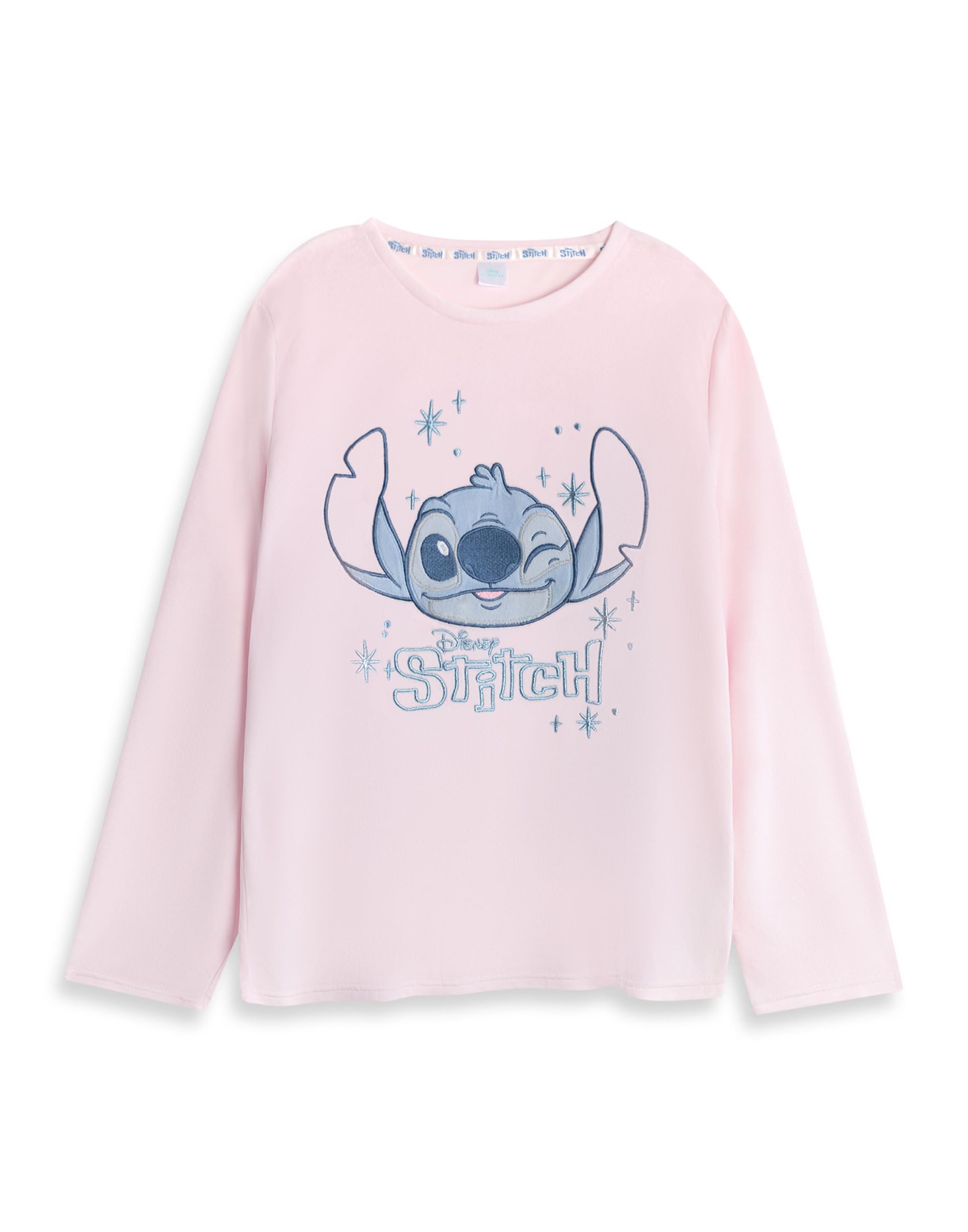 Disney Pigiama da Donna in Pile di Velluto Lilo & Stitch, a Maniche Lunghe, Rosa | Pigiama con Stampa dei Personaggi dei Cartoni Animati | Comodo Abbigliamento da Notte | Merchandising