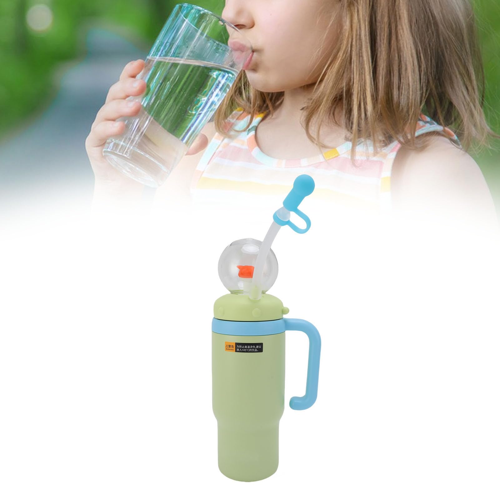 CHICIRIS Butelka Wodna Wieloryba, 710 Ml Stali Nierdzewnej Zachowaj zimną izolowaną Kubek do Picia z rękojeścią do Podróży na Zewnątrz (GREEN)