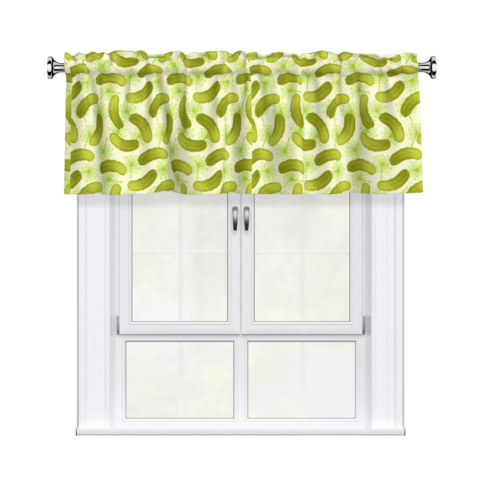 HJFCZH Sushi Dill Pickles Prints Durable Window Layer – 54x18 Inch 100% Polyester Peach Skin Valance for Long-Lasting Style