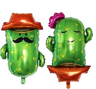Morndew 2 PCS Mr and Ms Cactus Foil Balloons for Mexican Fiesta Themed Party Children Birthday Party Baby Shower Wedding Party Decorations