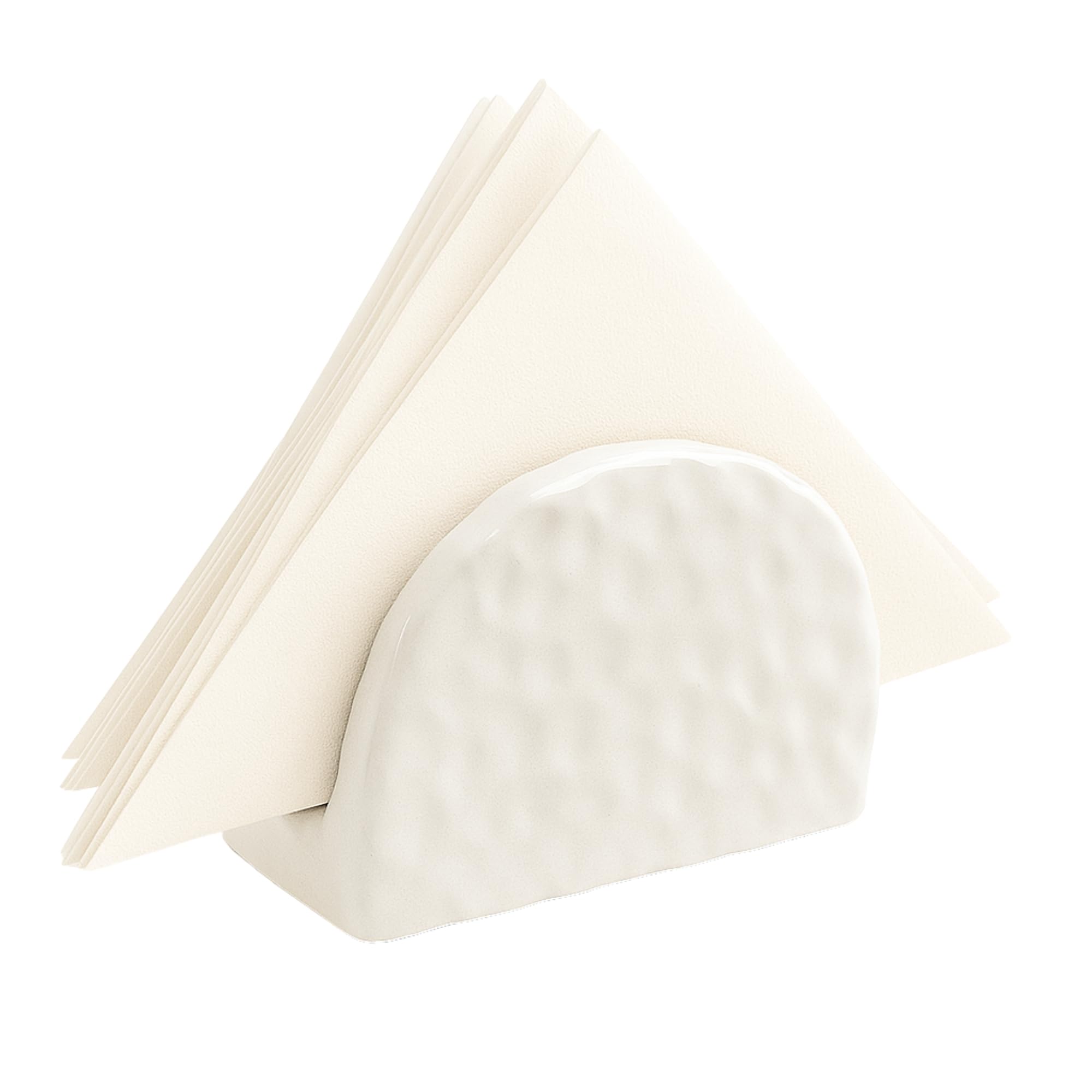 Serviettenhalter aus weißer Keramik für den Tisch, 10 x 6 x 8 cm, eleganter Serviettenhalter für die Küche