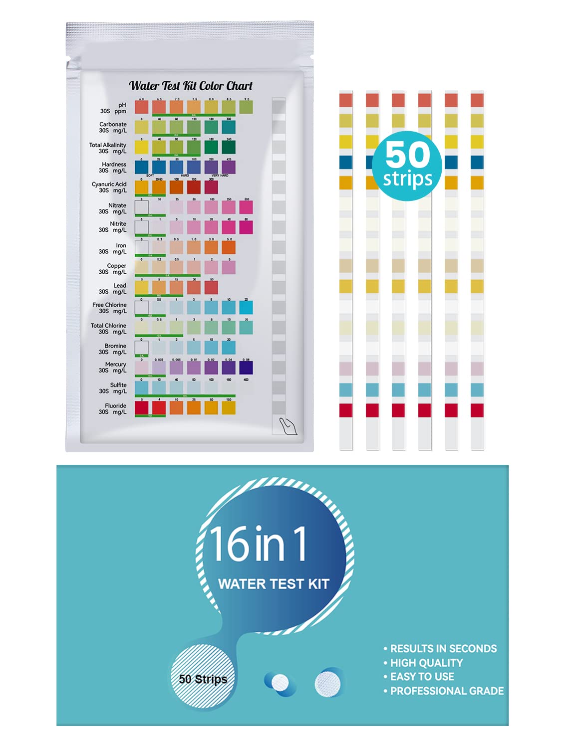 Pitasha 16 in 1 Premium Water Testing Kits for Drinking Water 50
