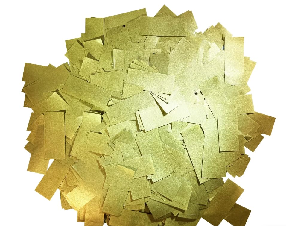 Image of Ultimate Confetti, Gold Shimmer Biodegradable Confetti - Rectangular Flame-Resistant and Slow-Falling Tissue Paper Confetti for Cannon and Launcher use - Best for Celebrations - 1 lb, 16 oz