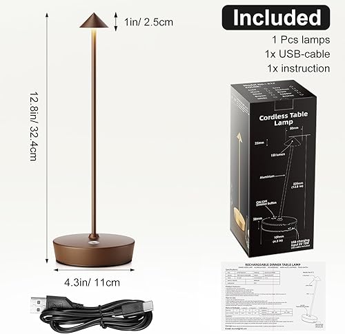 Miniatura 9 de JALVDE Lámpara de mesa recargable con pilas (juego de 2 - marrón café)