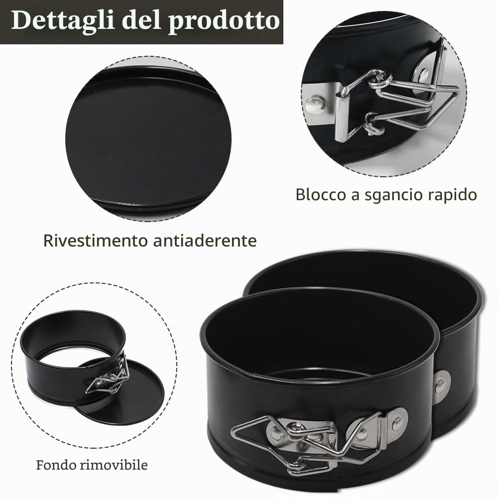 Mini Stampo Torta 2 Pezzi Tortiera Apribile da 11CM Teglia Cheesecake con Fondo Staccabile e Rivestimento Antiaderente Tortiere Rotonde per Torte,Dessert