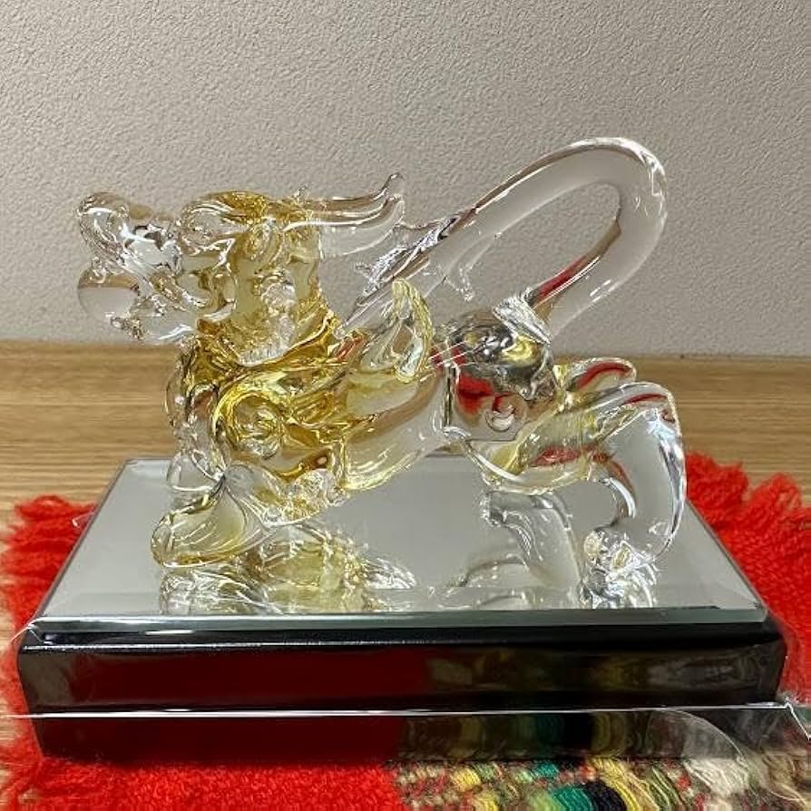 乾隆ガラス蓋もの　龍鳳模様二色彫刻 楽天市場】○【鳳凰と神龍 クリスタルガラス製 丸玉 専用台座
