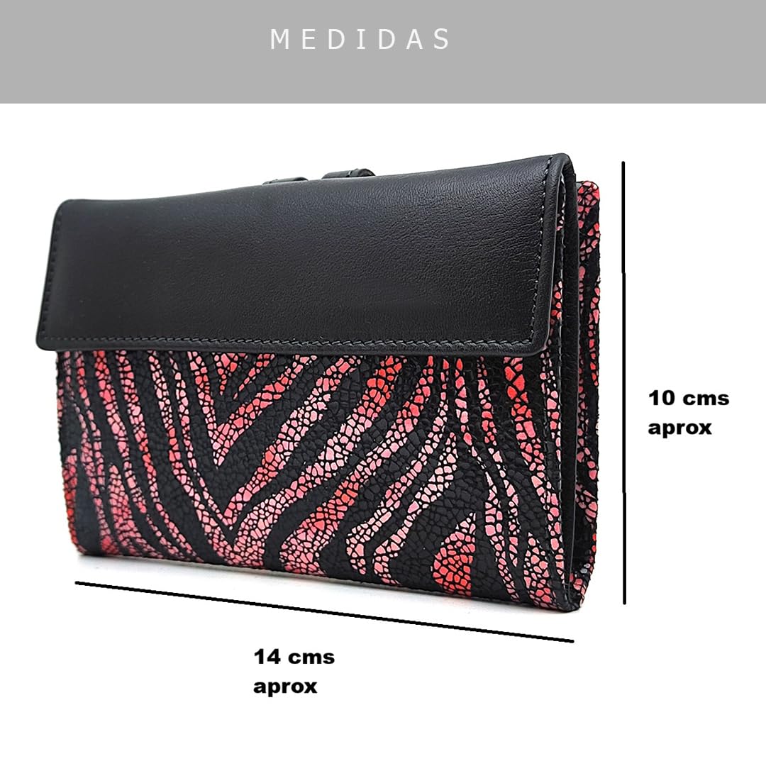 Cartera de Mujer en Piel Mediana - Hecho a Mano - RFID - 38714 Burdeos