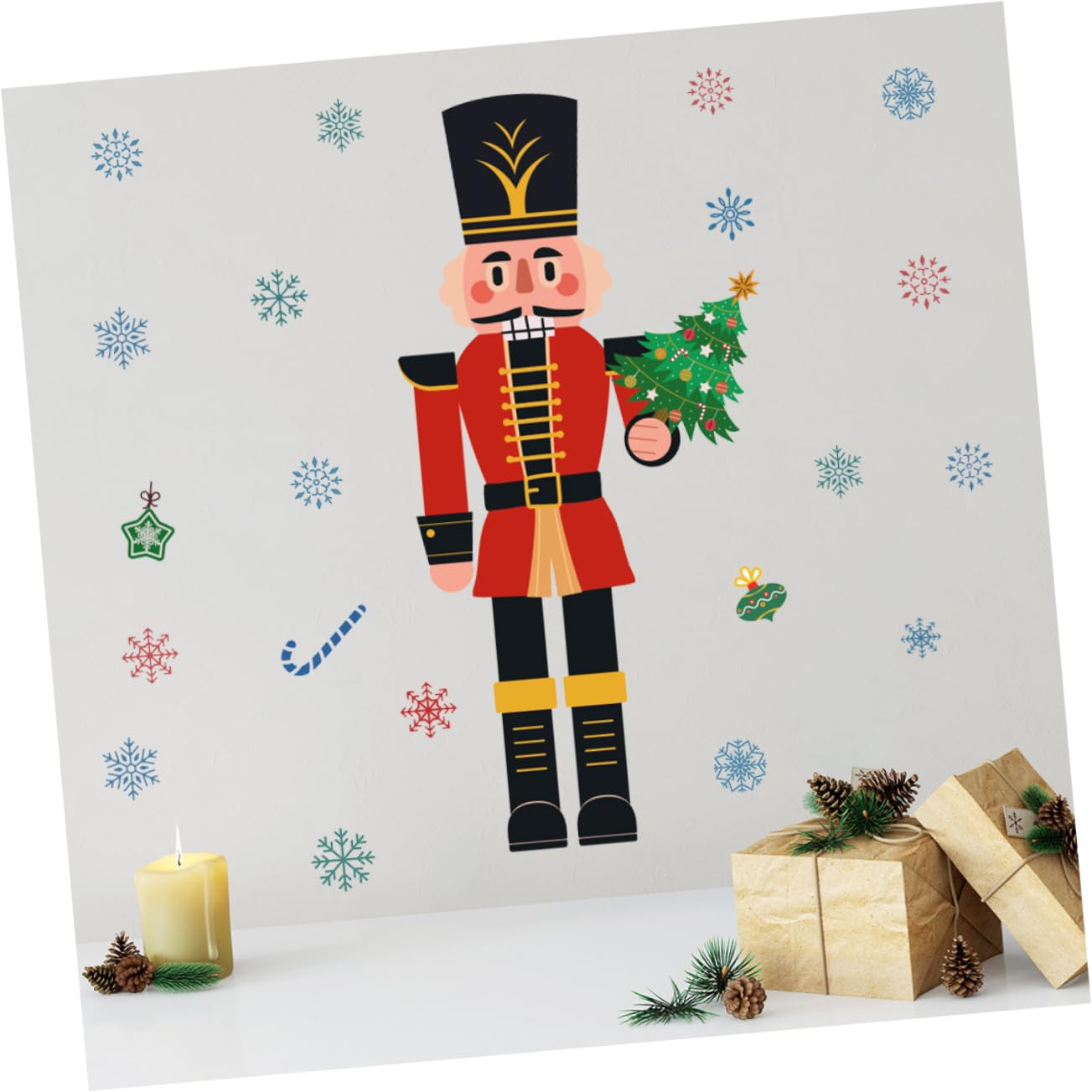 Cabilock 3 Pz Vetrofanie natalizie la finestra del fiocco di neve aggrappa adesivi murali schiaccianoci natalizi decorazioni natalizie economiche stickers natale bambini adesivi natalizi