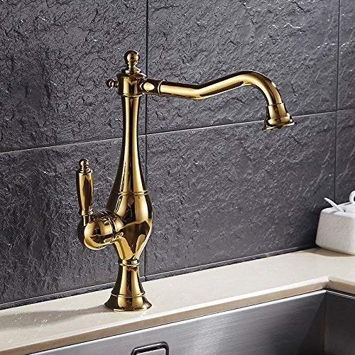 Mixer Tap Antyczne obrotowe baterie kuchenne Miedziany kran z ciepłą i zimną wodą z ceramicznym gniazdem zaworu Pojedynczy uchwyt Baterie z jednym otworem Bateria z mieszaniem ciepłej i zimn