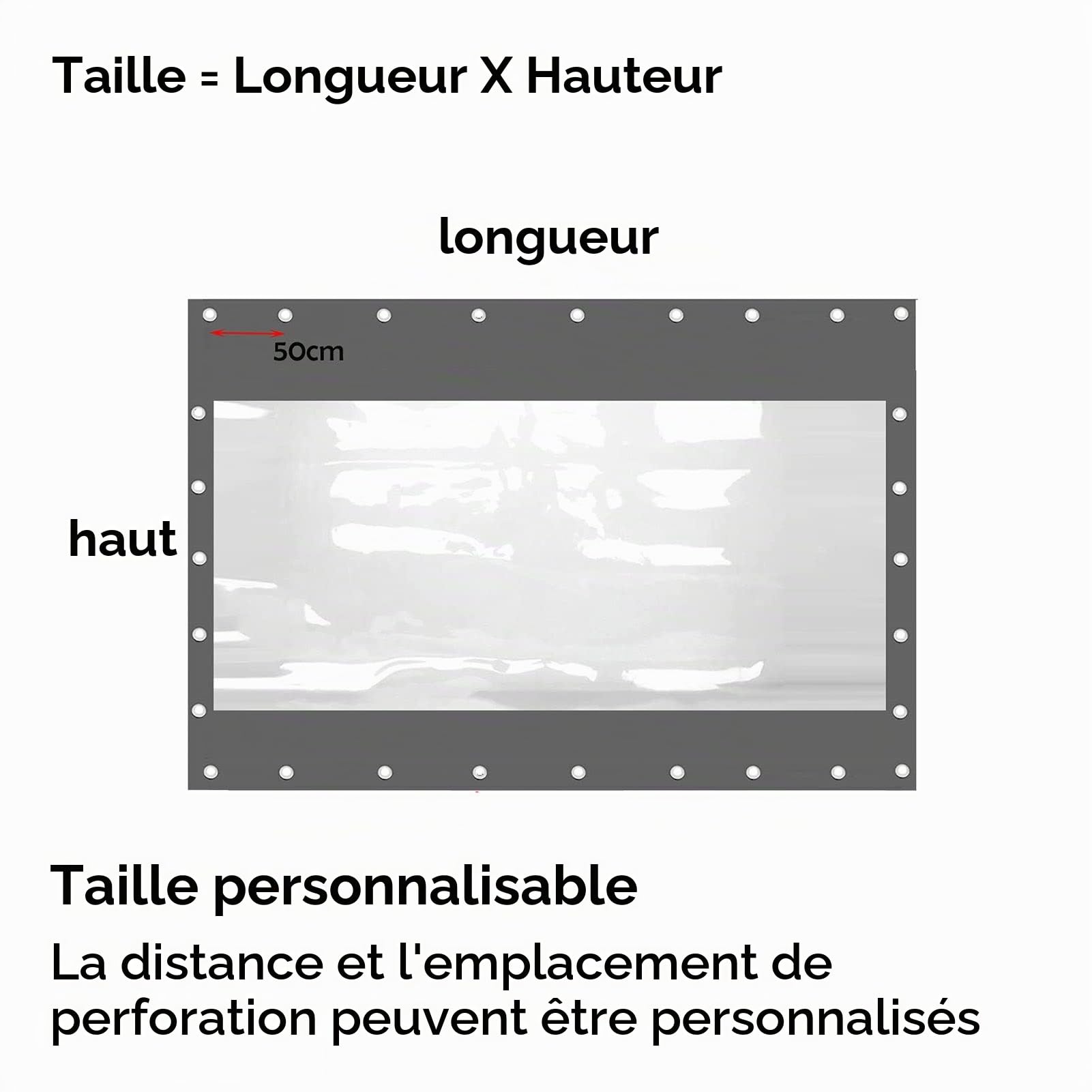 AWSAD Rideau Imperméable Extérieur, Bâche en Plastique Transparent, avec Perforé Panneau de Rideau，pour Pergola, Terrasse, Rideaux Latéraux de La Tente (Color : Gray, Size : 4x2.5m)