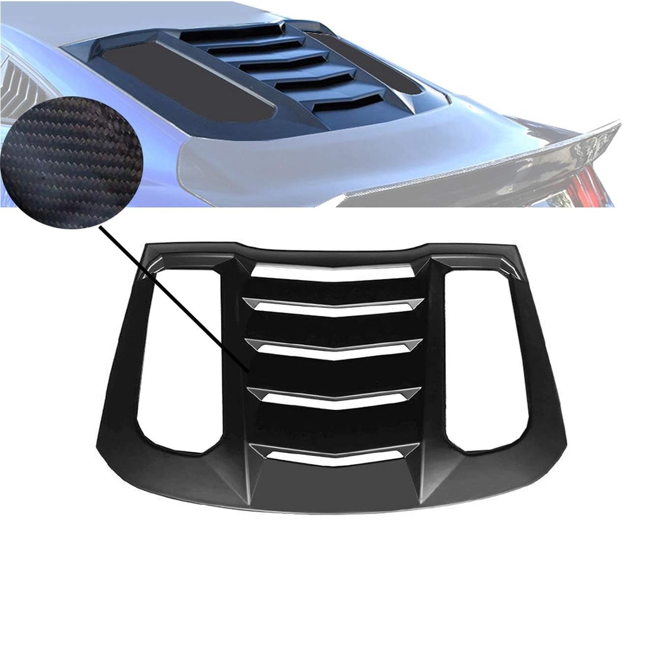 High Performance Part Compatible for 15-20 Mustang IMD V2 Style Rear Window Louver Cover- Carbon Print