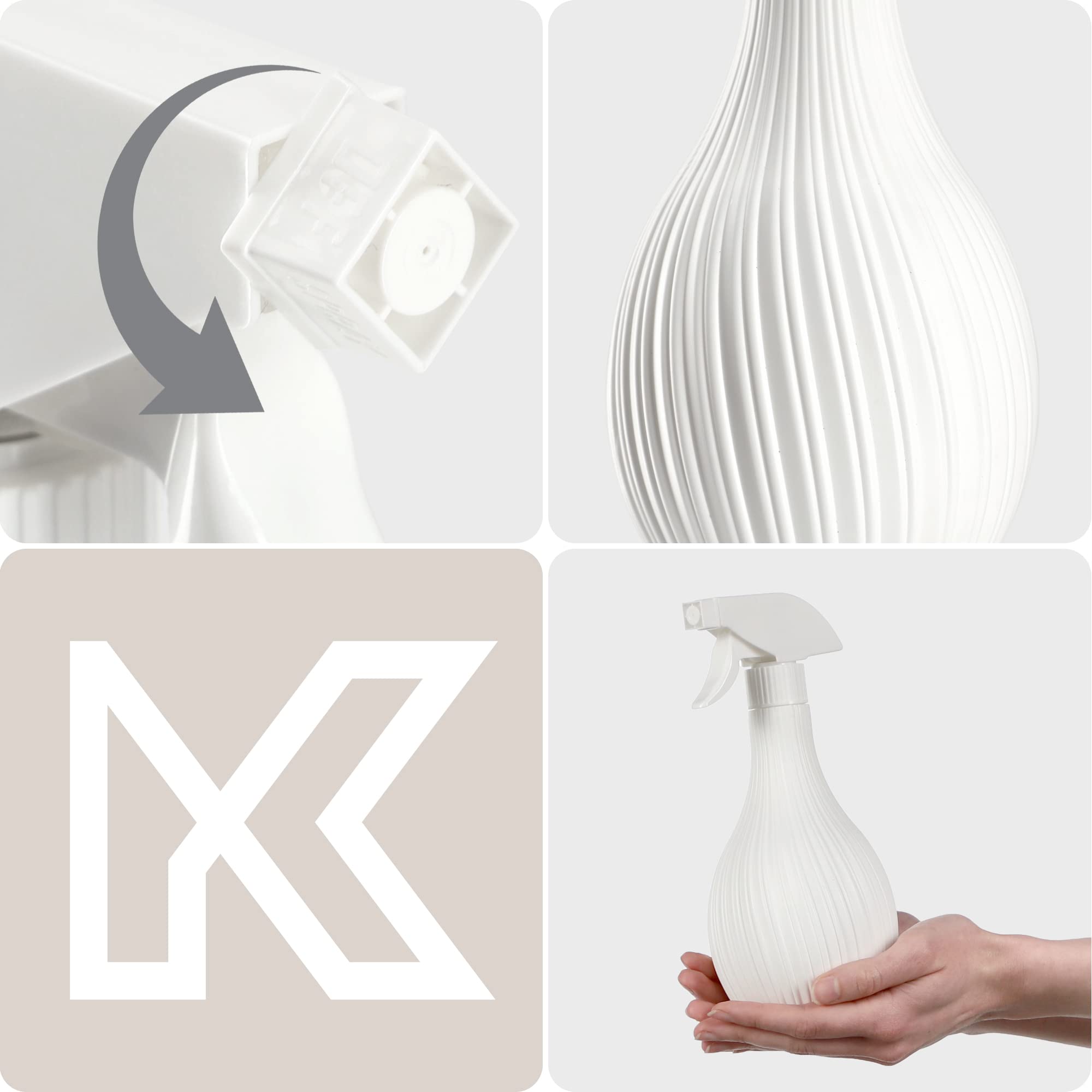 KADAX Ręczny spryskiwacz z tworzywa 600 ml, biały, do podlewania roślin, zraszania kwiatów, prac ogrodowych, sprzątania i użytku fryzjerskiego, kulisty ergonomiczny zbiornik