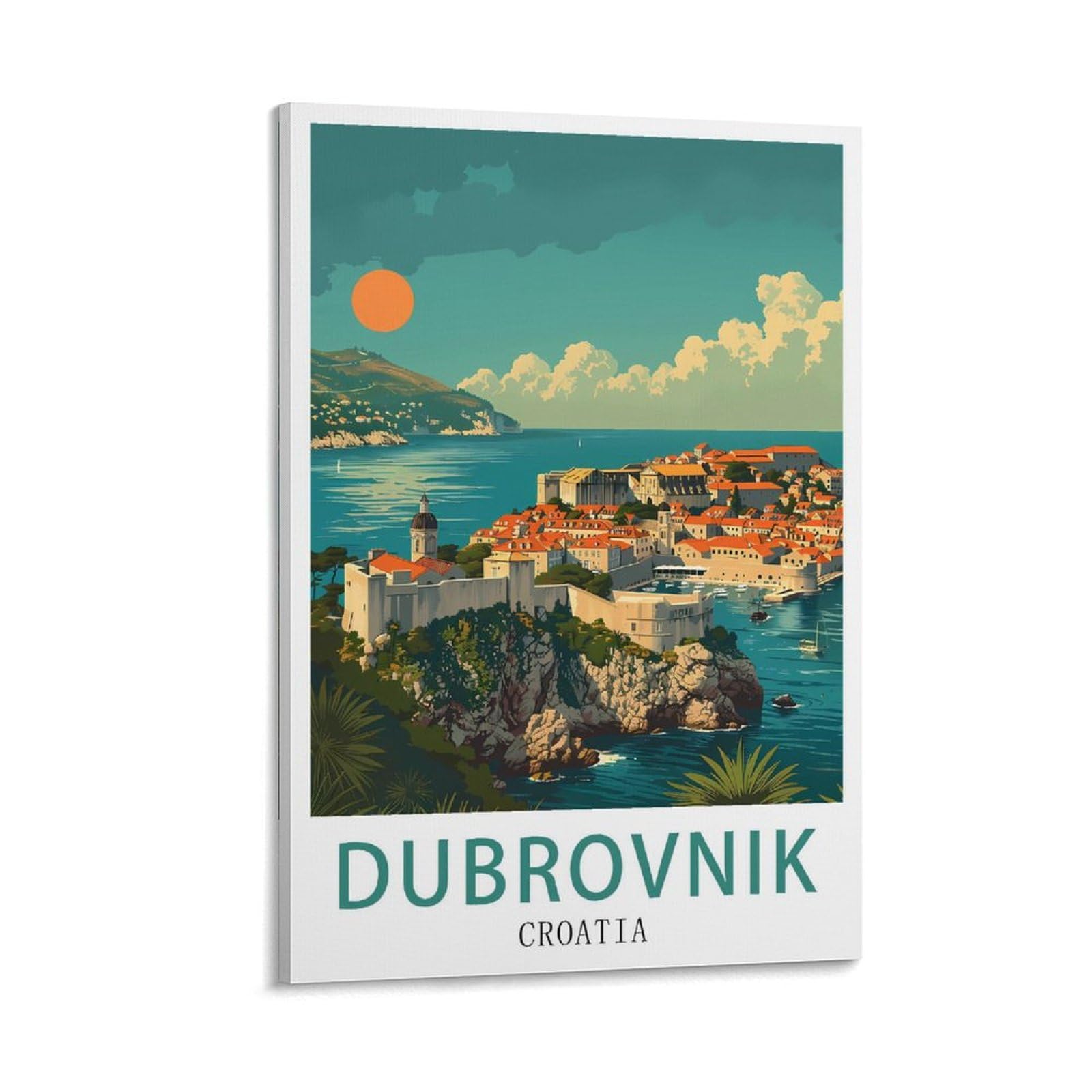 YNIEILUU Dubrovnik Croatia Vintage Travel Posters 08x12inch(20x30cm) Canvas Art Posters Painting Pictures Wall Art Prints, Wall Decor for Bedroom