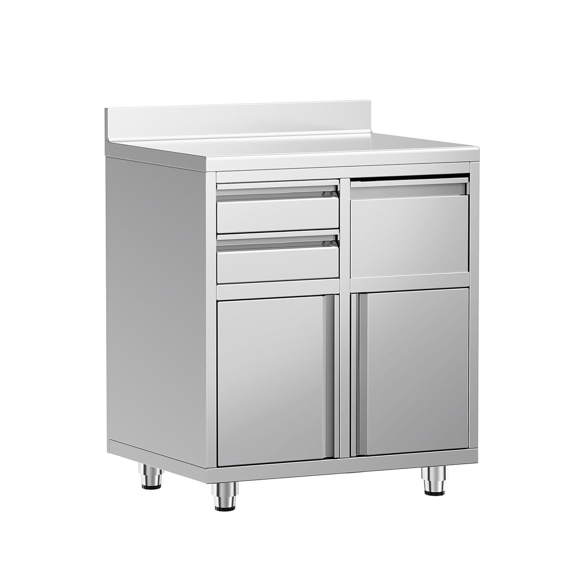 GGM Gastro | KASSEES-CB-001 | Arbeitsschrank - für Kaffeemaschine - 800x600mm - mit Ausklopfer, 2 Schubladen, 2 Türen & Aufkantung