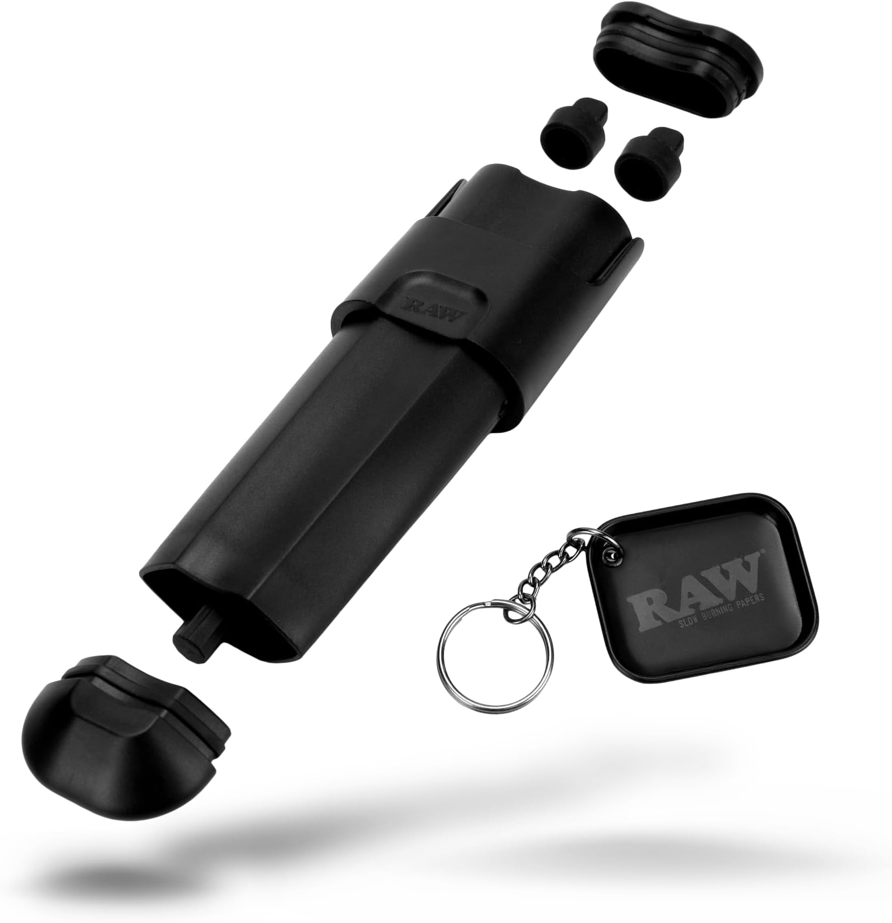 RAW Double Shot - 2 Cone Filler and Cone Loader - Stick Poker Included - for King Size Pre-Rolled Cones + Exclusive ESD RAW Mini Black Rolling Tray Keychain