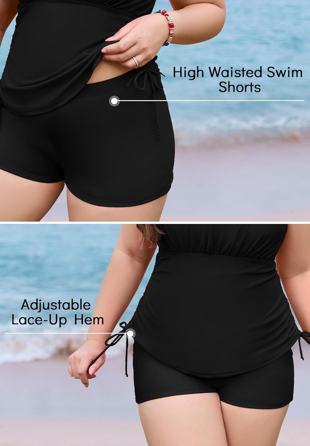 Zando Womens Plus Size Tankini Swimsuits Two Piece Swim Bathing Suit for Women Tummy Control Swimsuit Top with Shorts 2025 - Image 3