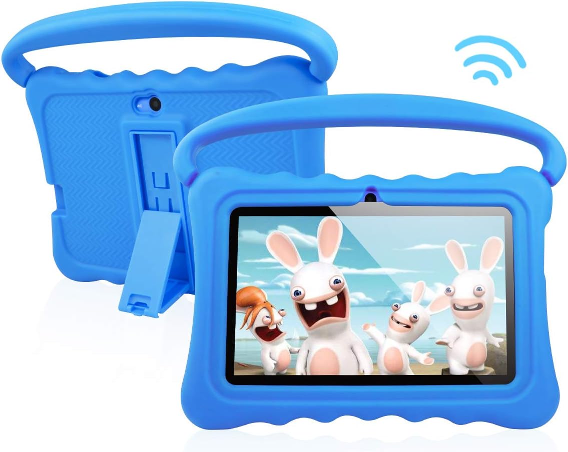 Kids Tablet PC Android 8.1 OS 7 Inch Full HD Display Tablets For Kids 1GB RAM 16 GB Storage Quad-Core 1.3GHz WiFi Tablet Soft Shock&Kid-Proof Case (Bue)