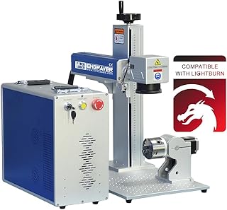 100W JPT M7 MOPA Fiber Laser Marking Machine Fiber Laser Engraver 300×300mm with 80mm Rotary Axis and Heightened 800mm Tower Lightburn Compatible Class 1 Laser Output Power 0.39mW