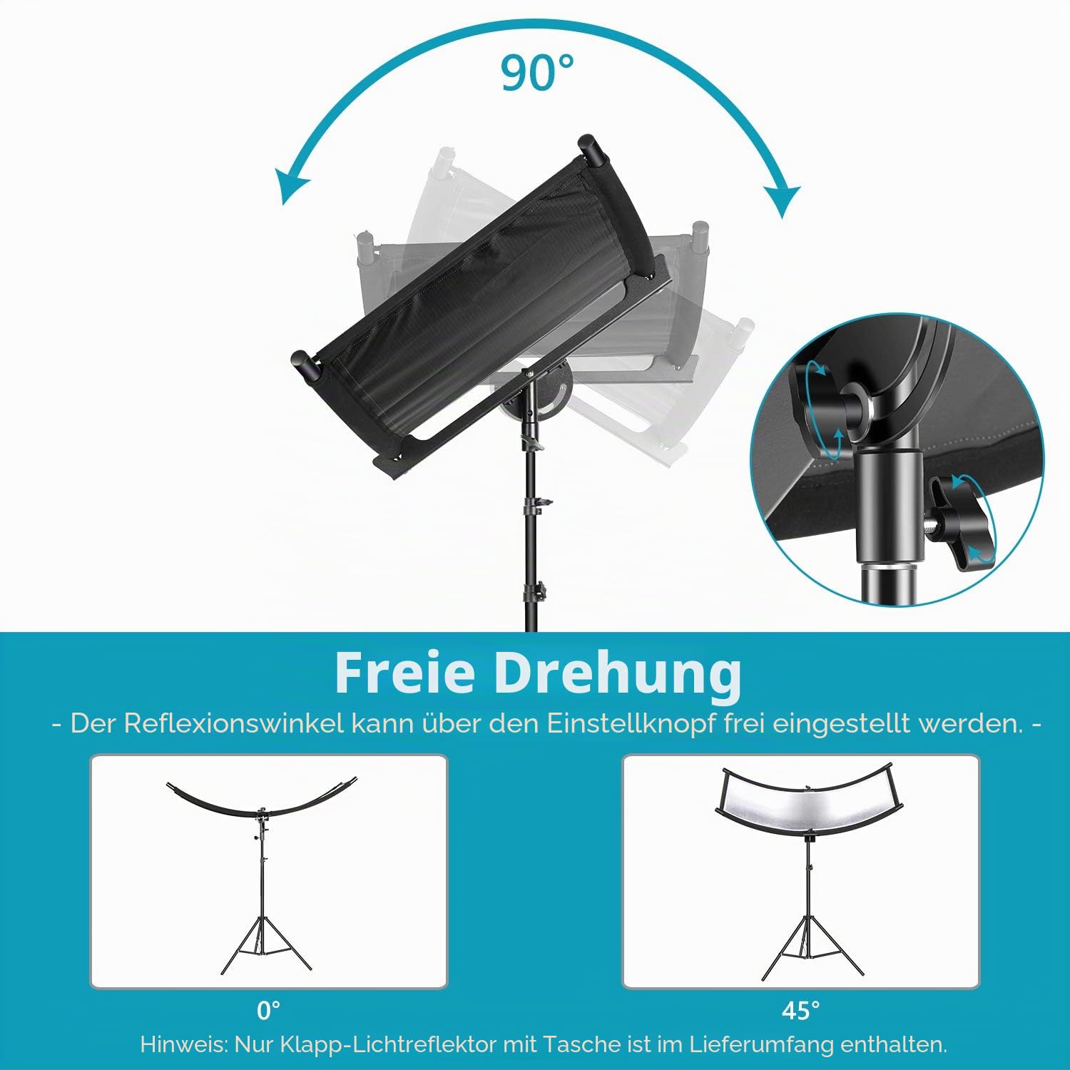 NEEWER U Typ Licht Diffusor Reflektor für Studio und Fotografie Situation mit Tragetasche, Arclight Gebogener Reflektor 167 x 61cm in Schwarz/Weiß/Gold/Silber (Lichtständer Nicht enthalten)
