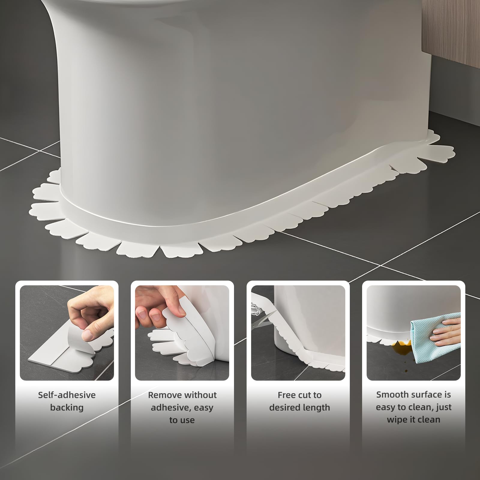 Ruban Adhésif Imperméable Autocollant pour Sol de Toilettes, Cuisine, Salle de Bain - Anti-Humidité et Moisissure (1.5 m)