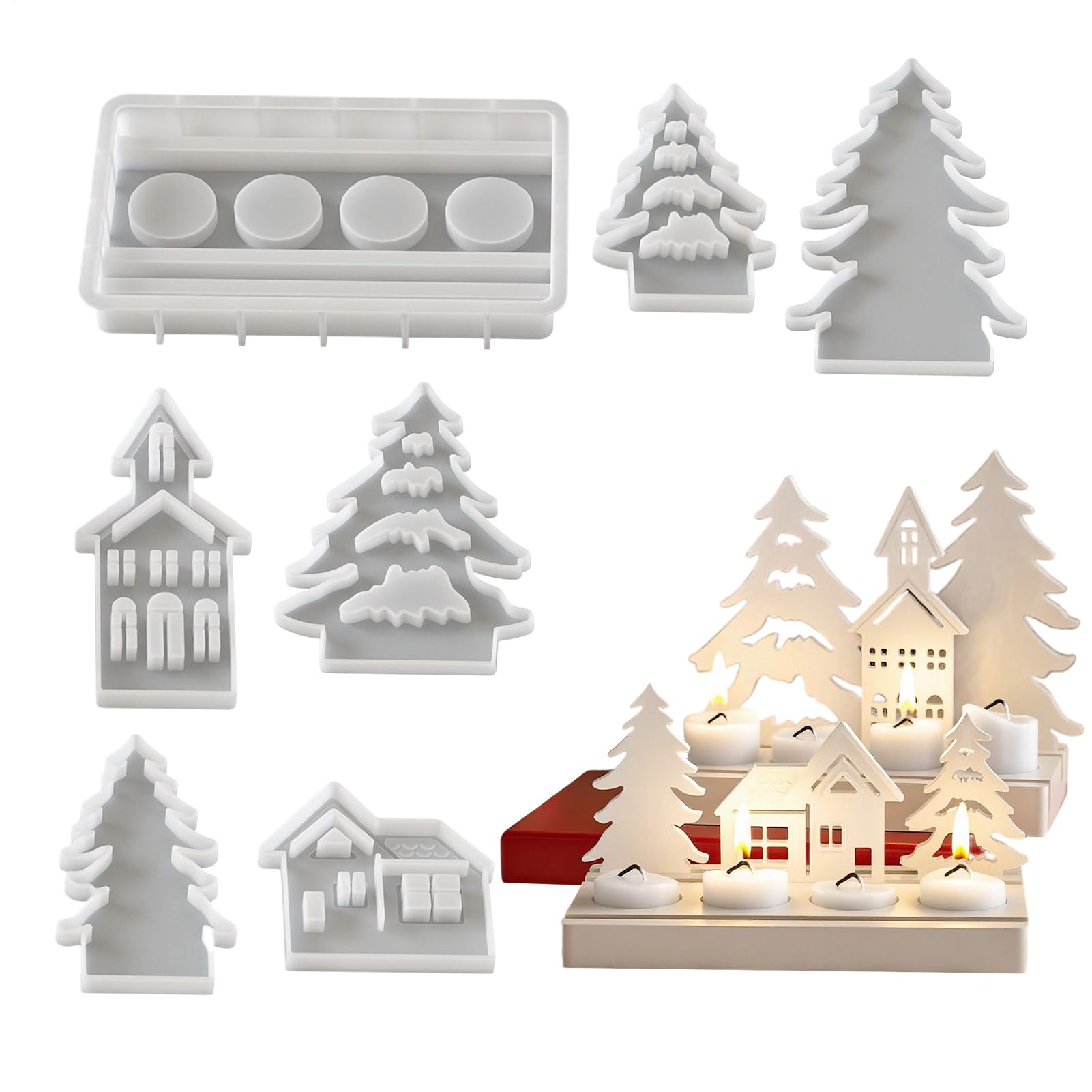 Moule pour bougeoirs en silicone pour créer une décoration de table de Noël