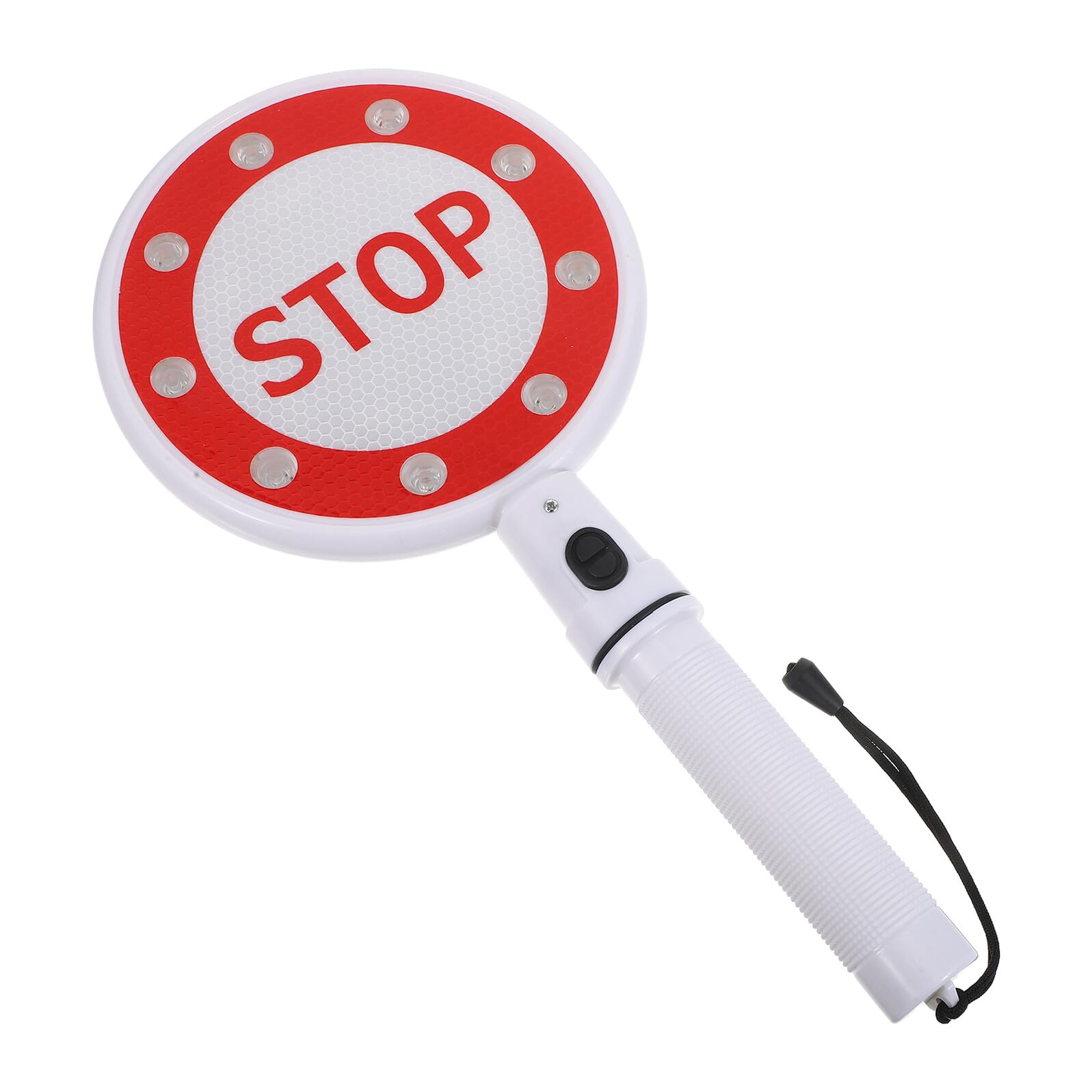 Mikikit Handheld Safety Paddle Double-sided Go Stop Sign Portable LED for Road and Parking Management Battery-powered (batteries Not Included)