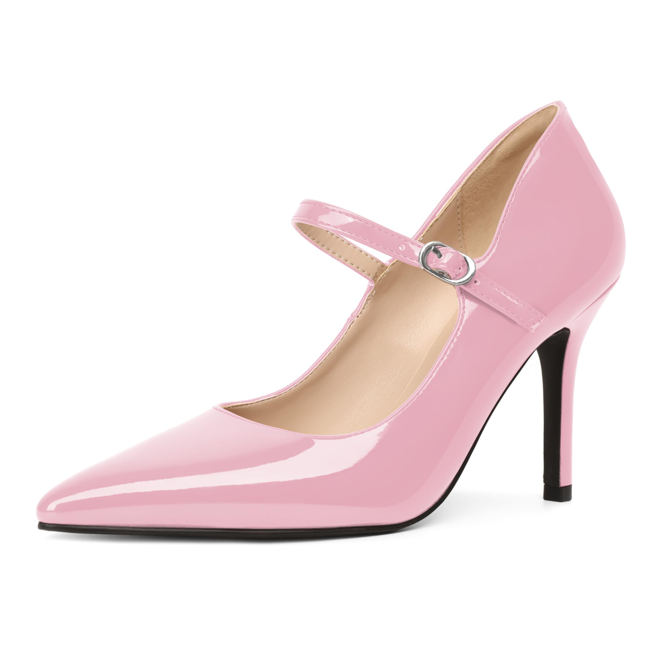 YODEKS Womens Mary Jane High Heel Pumps 8cm Stilettos Pointed Toe Court Shoes Office Party Wedding Dress Shoes