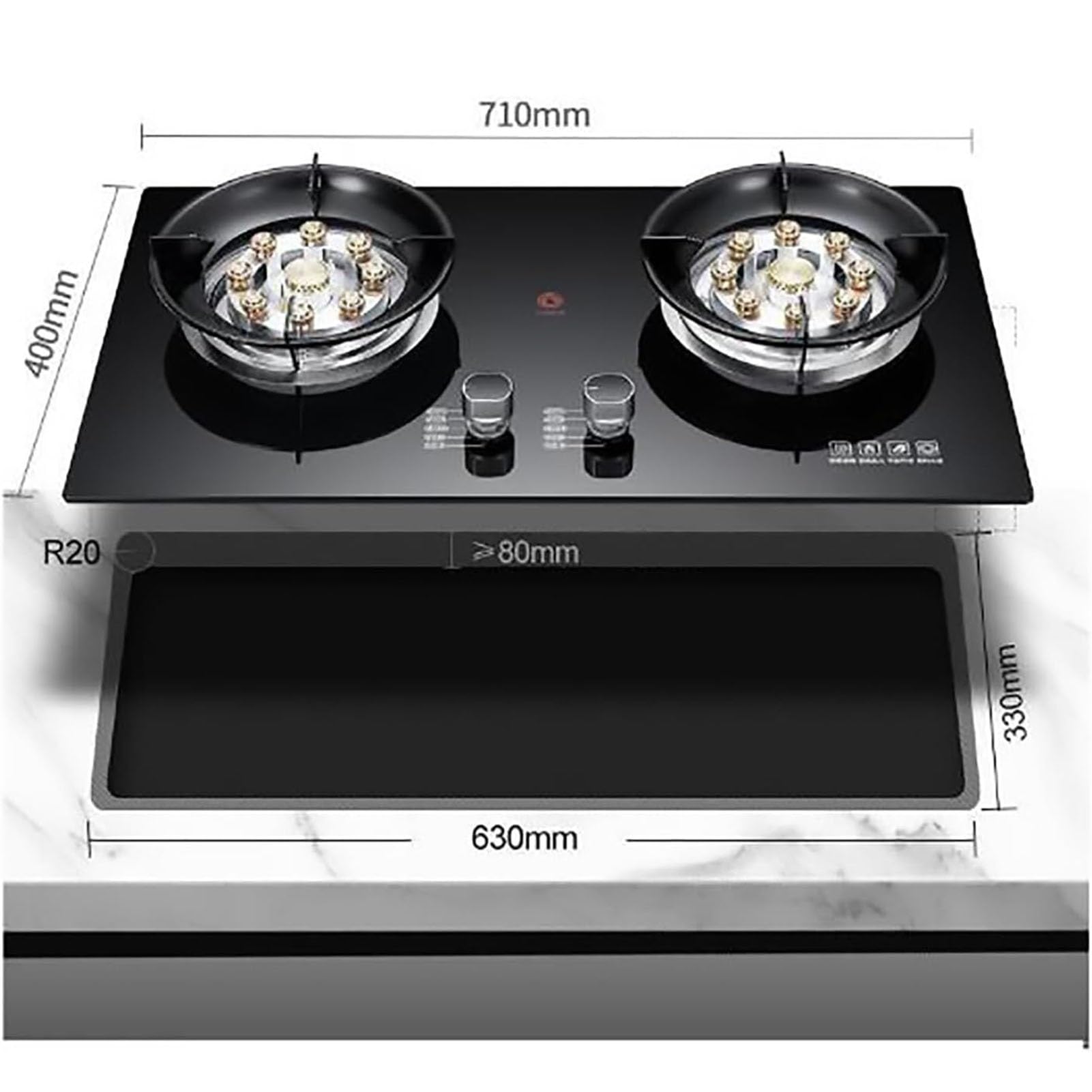Cuisinière À Gaz De 5,2 KW - Cuisinières À Gaz À Allumage Par Impulsion De Table Et Encastrées, Couvercle Anti-feu En Cuivre Amovible, Grille De Four Stable Et Antidérapante(NG)