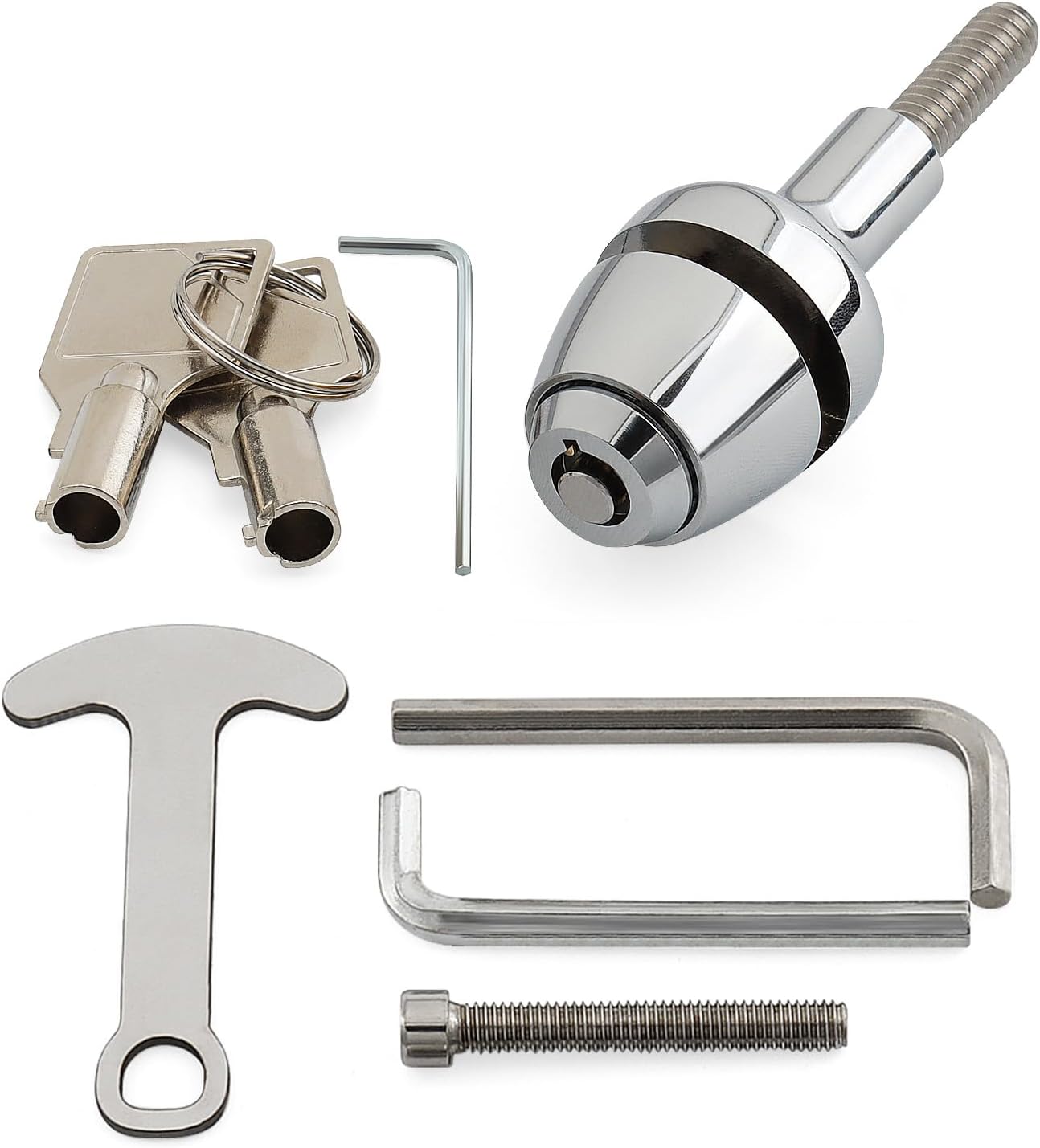Motorcycle Helmet Lock Anti Theft Aluminum Fit for Harley 1996-Later Touring Road Glide Road King Street Glide Electra Glide Sportster XL 883 Softail FXBB Dyna Fat Bob (Chrome)