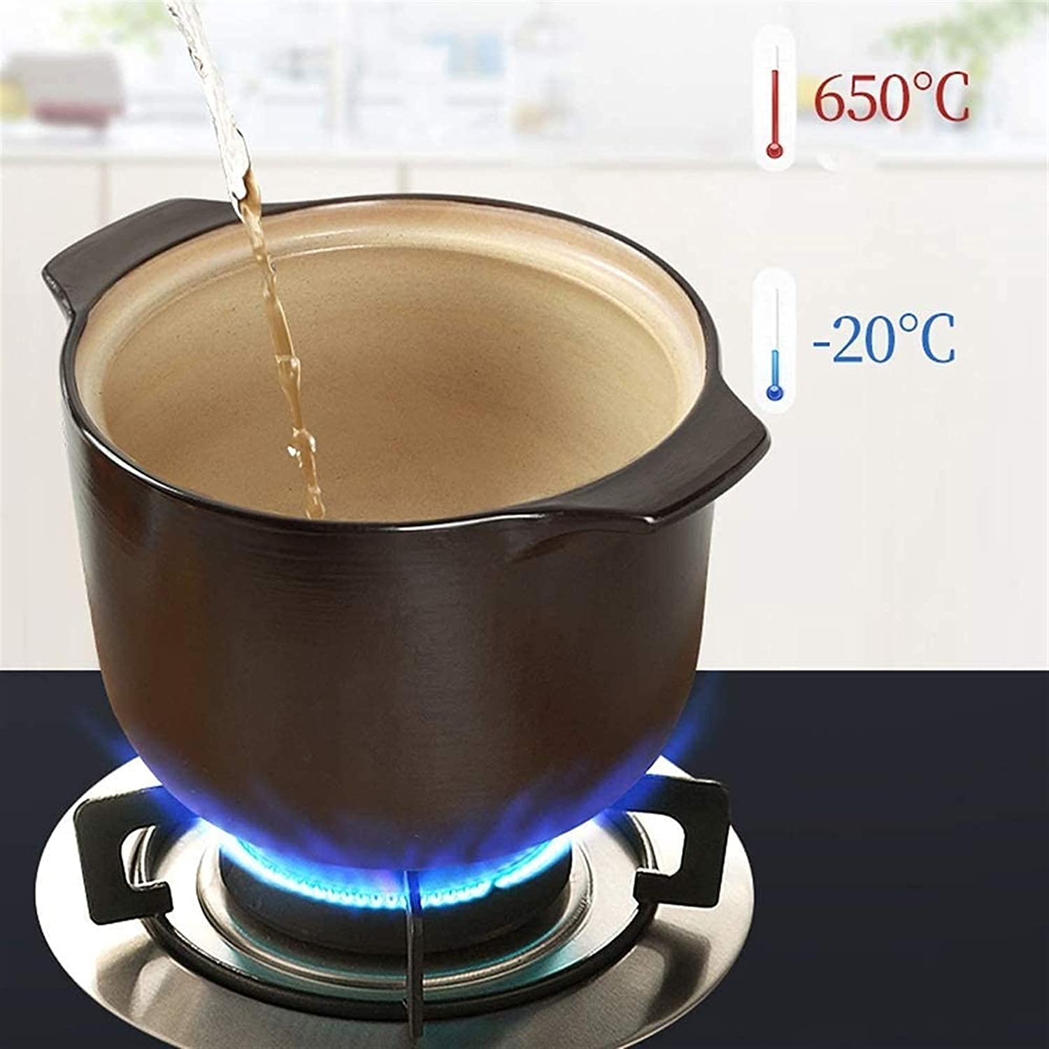 Casseruola in Ceramica con Coperchio,Pentola di Terracotta, pentola in Ceramica, con Coperchio, Grande capacità, pentola in Ceramica, pentola per stufato, Cucina (2,5 l) (Un Colore, 2,5 l)