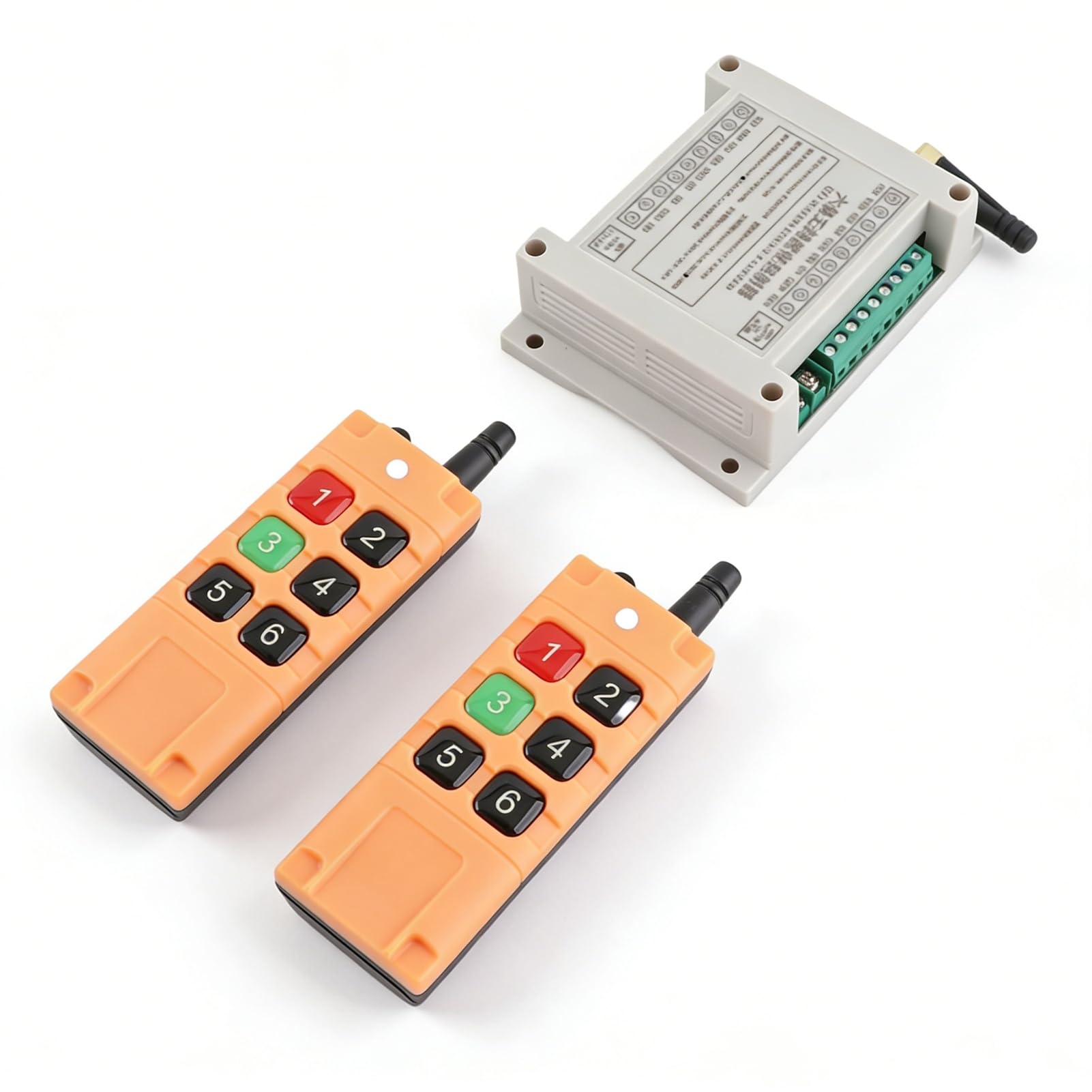 Sxhlseller Telecomando per Gru Wireless, Ricevitore per Interruttore Radio per Paranco Elettrico a Canale Industriale, Ricevitore Trasmettitore a 6 Tasti, per Attrezzature di Sollevamento