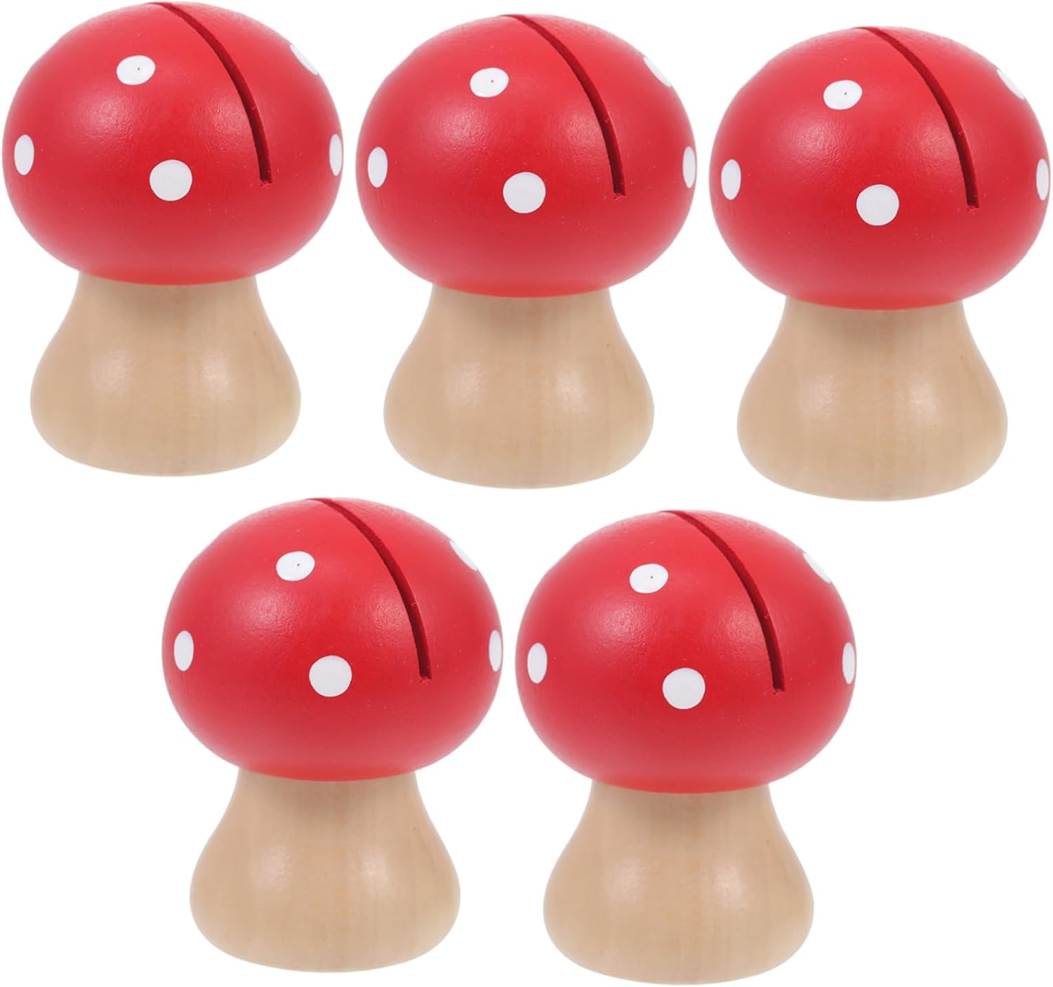 Mushroom Shaped Photo Display Clip Set 5Pcs Vintage Wooden Memo Holders for Desktop Decor Creative Message Clamps Notepad Adorn for Home and Office