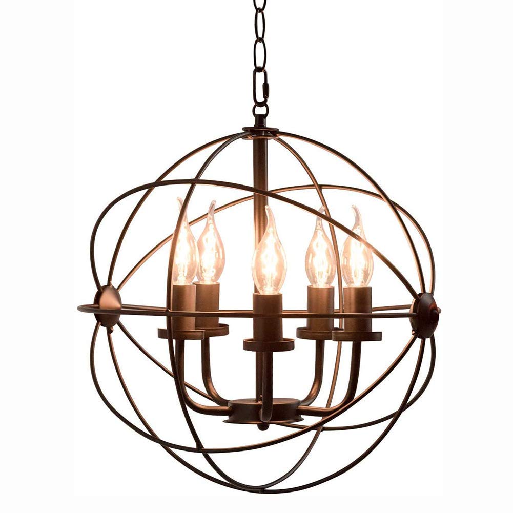 Lustre encastré à 5 lumières style plafonnier rustique et suspension vintage