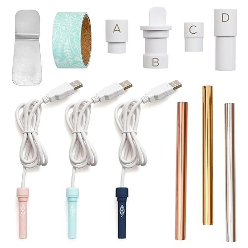 We R Memory Keepers, Kit de Inicio Foil Quill, Incluye 3 Bolígrafos, 4 Adaptadores, 3 Rodillos de Lámina, 1 Rollo de Washi Tape, 1 Placa Protectora, Compatible con la Mayoría de Máquinas de Corte, Crea Proyectos de Transferencia de Lámina