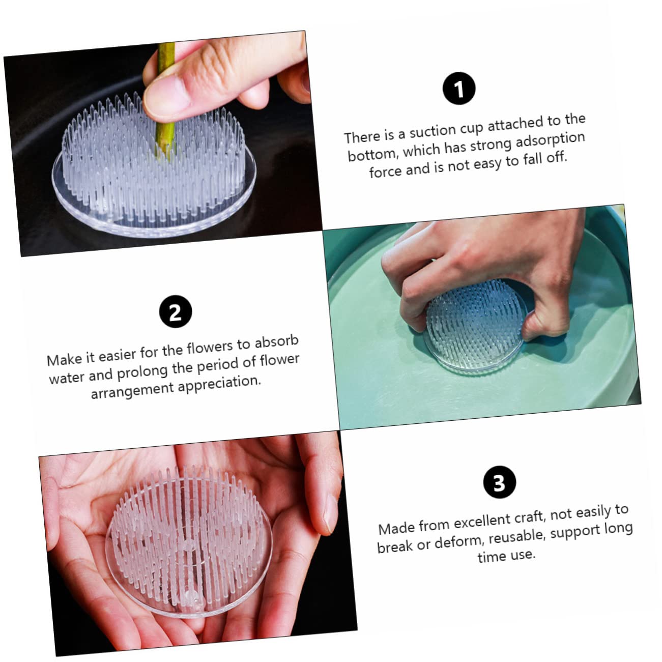 Sewroro 2sets Flower Arrangement Holder Flower Shape Organizer Durable Plastic Stem Holder for 2pcs*2