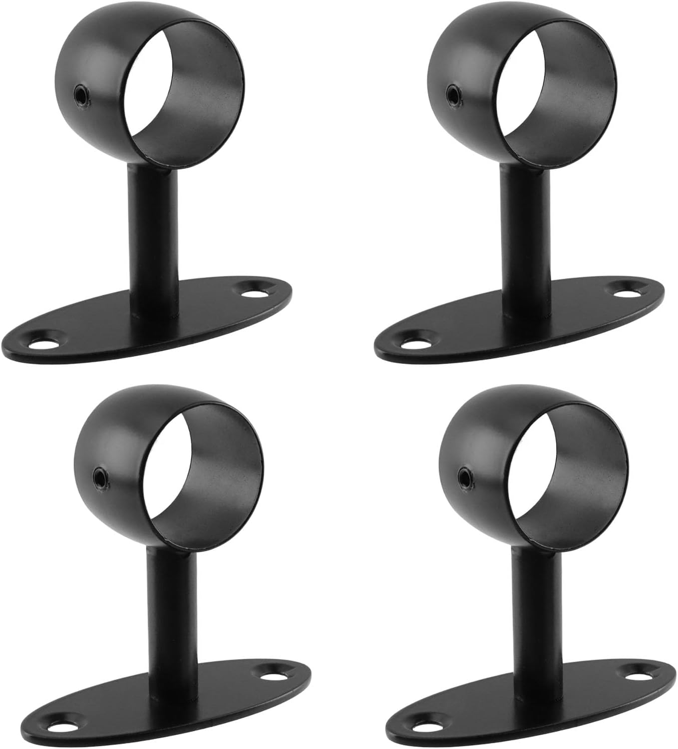 Semetall Curtain Rod Ceiling-Mount Bracket,201 Stainless Steel Flange Rod Bracket,1-1/2 INCH Curtain Rod End Supports Socket with Screws,Black,4-Pack