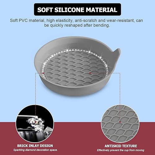 Miniatura 9 de XINLIYA 4 posavasos con diamantes de imitación de cristal para automóvil, portavasos antideslizantes universales con diamantes de imitación, tapete