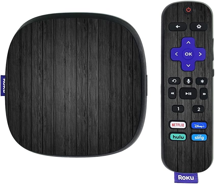 MightySkins Skin Compatible with Roku Ultra HDR 4K Streaming Media Player (2020) – Black Wood | Protective, Durable, and Unique Vinyl Decal wrap Cover | Easy to Apply | Made in The USA