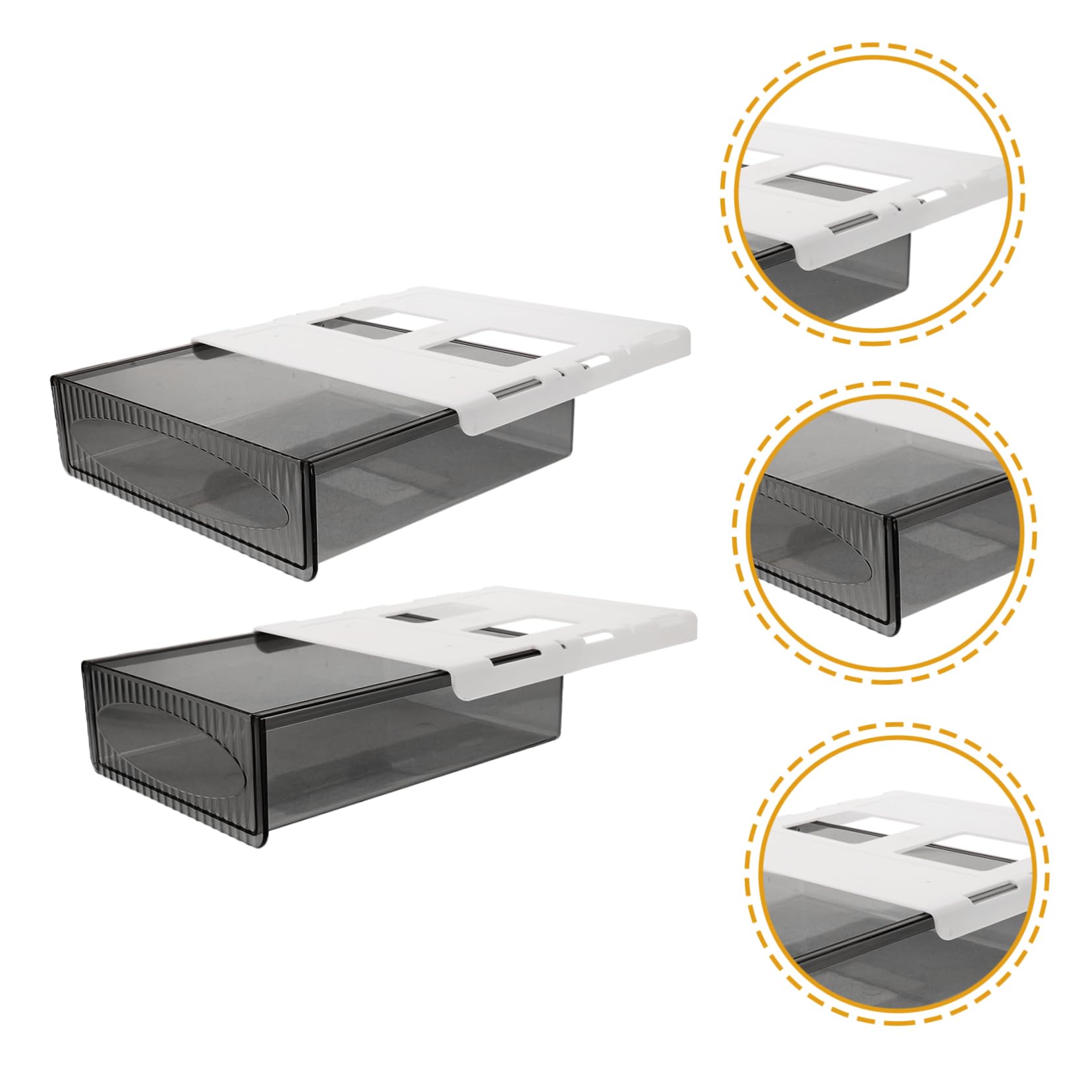 2pezzi Sotto Scrivania Organizer Contenitore Nascosto per Scrivania Scatola Portaoggetti in Plastica Resistente Adesivo per Facile Installazione per Riordinare Piccoli Oggetti
