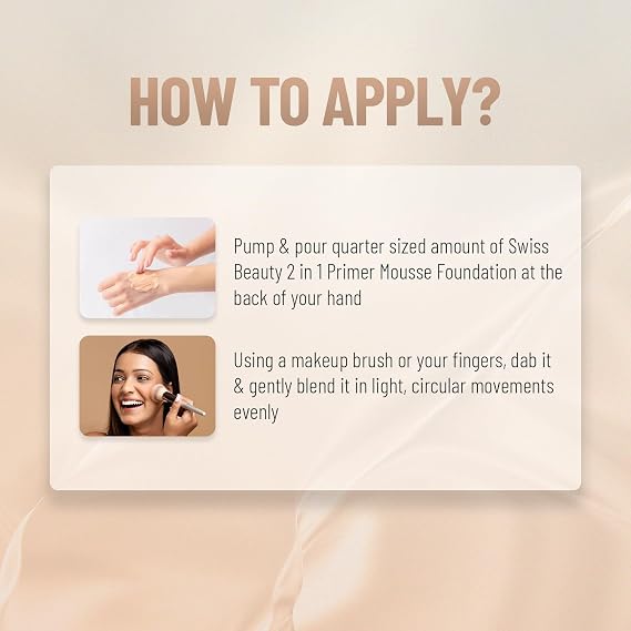 SWISS BEAUTY Primer Mousse Foundation Weightless Smooth & Velvet Touch, Face MakeUp, White, 30ml
