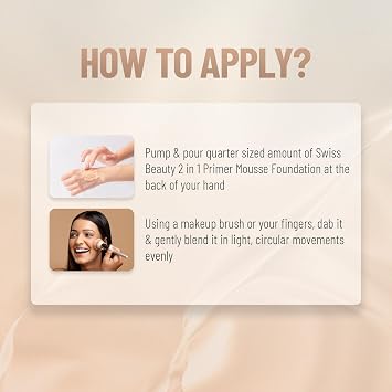 SWISS BEAUTY Primer Mousse Foundation Weightless Smooth & Velvet Touch, Face MakeUp, White, 30ml