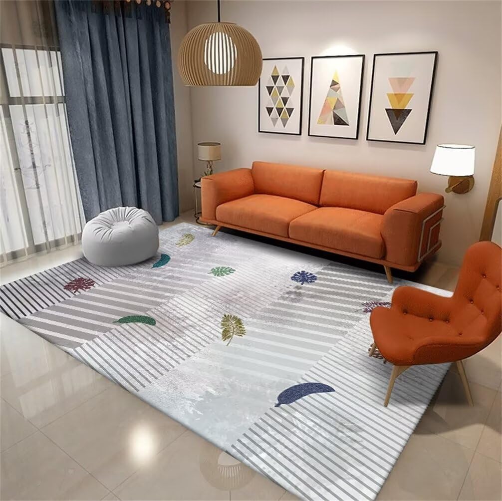 Tapis durable moderne à motif rayé gris en tissu de haute densité