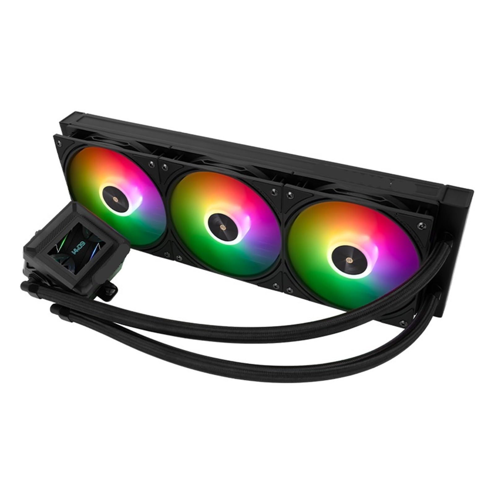 JJKKOZVQF 360 All-in-one water cooling radiator,2-inch LCD display screen/magnetic detachable/Supports LGA1851/AM5(B1ack)