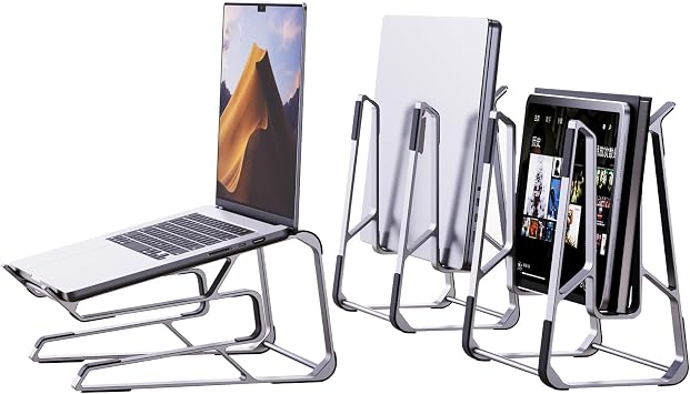Aluminum Laptop Stand for Desk,Ergonomic Computer Riser,Detachable Portable Laptop Holder,Compatible for MacBook,Tablet and Laptops in 10"-15.6"Silver