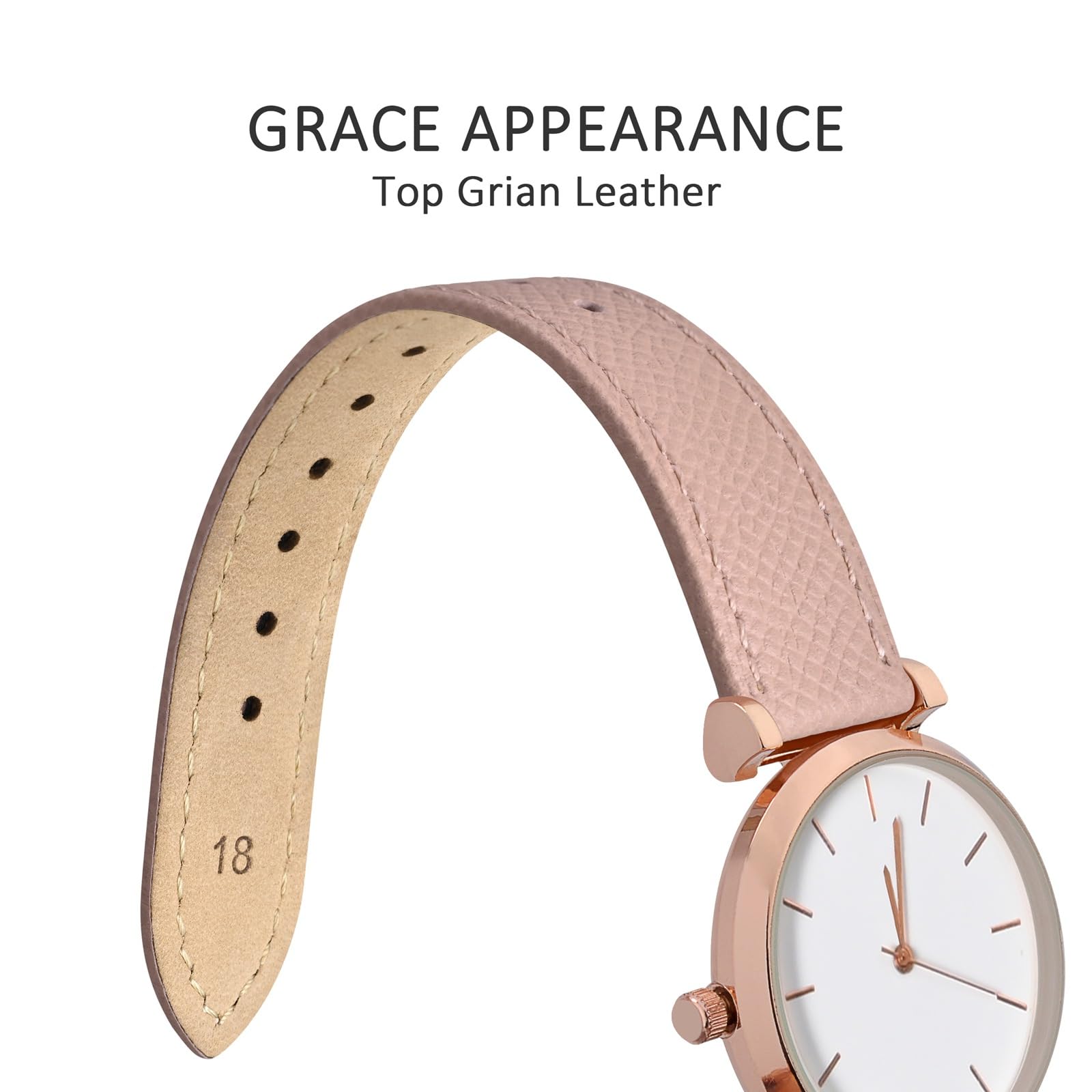 WOCCI Grace Watch Bands, Top Grain Leather, Quick Release Replacement Straps, Stainless Steel Buckle, Band Width 12mm 13mm 14mm 15mm 16mm 18mm 20mm - 4