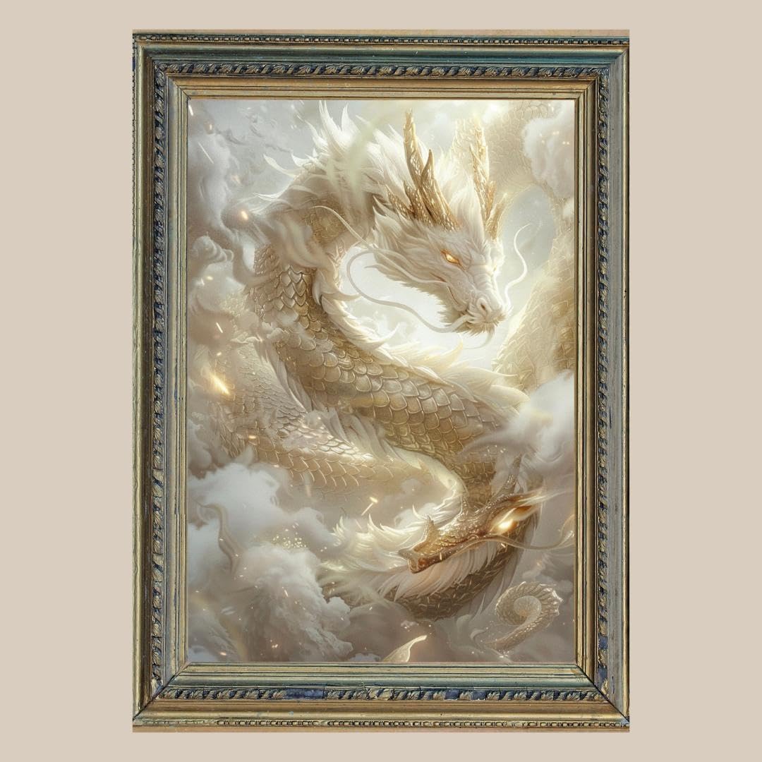 Amazon.co.jp: 最上級の幸運白龍No.282開運•風水•絵画風