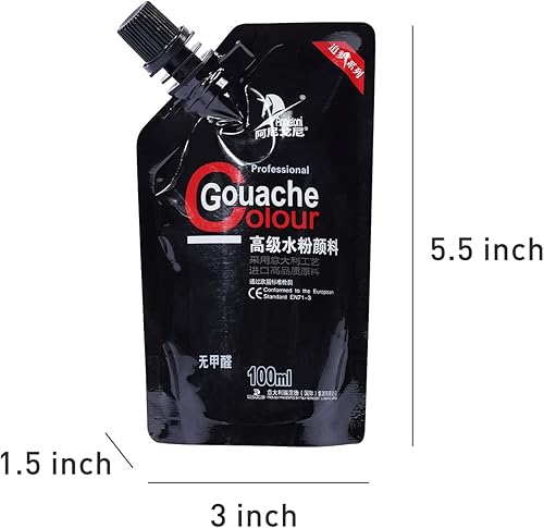 Miniatura 2 de Gouache Paint - Pintura negra para lienzo y papel, 3.4 fl oz, no tóxica, opaca