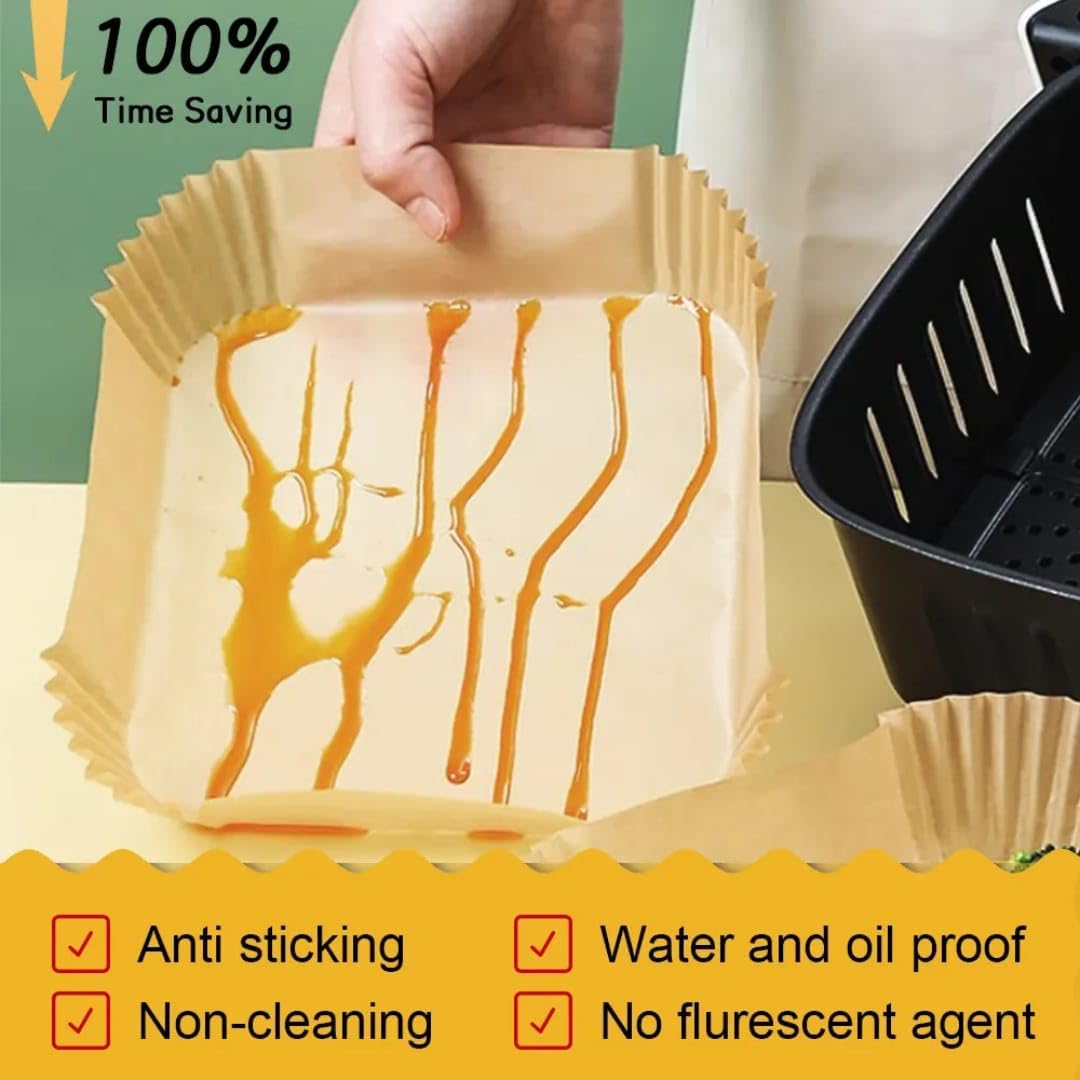 Air Fryer Liners Disposable 200 PCS – Non Stick Parchment Paper Sheets for Air Fryer Basket & Air Fryer Tray – Oil Proof, Heat Resistant Parchment Paper for Air Fryer & Oven Use