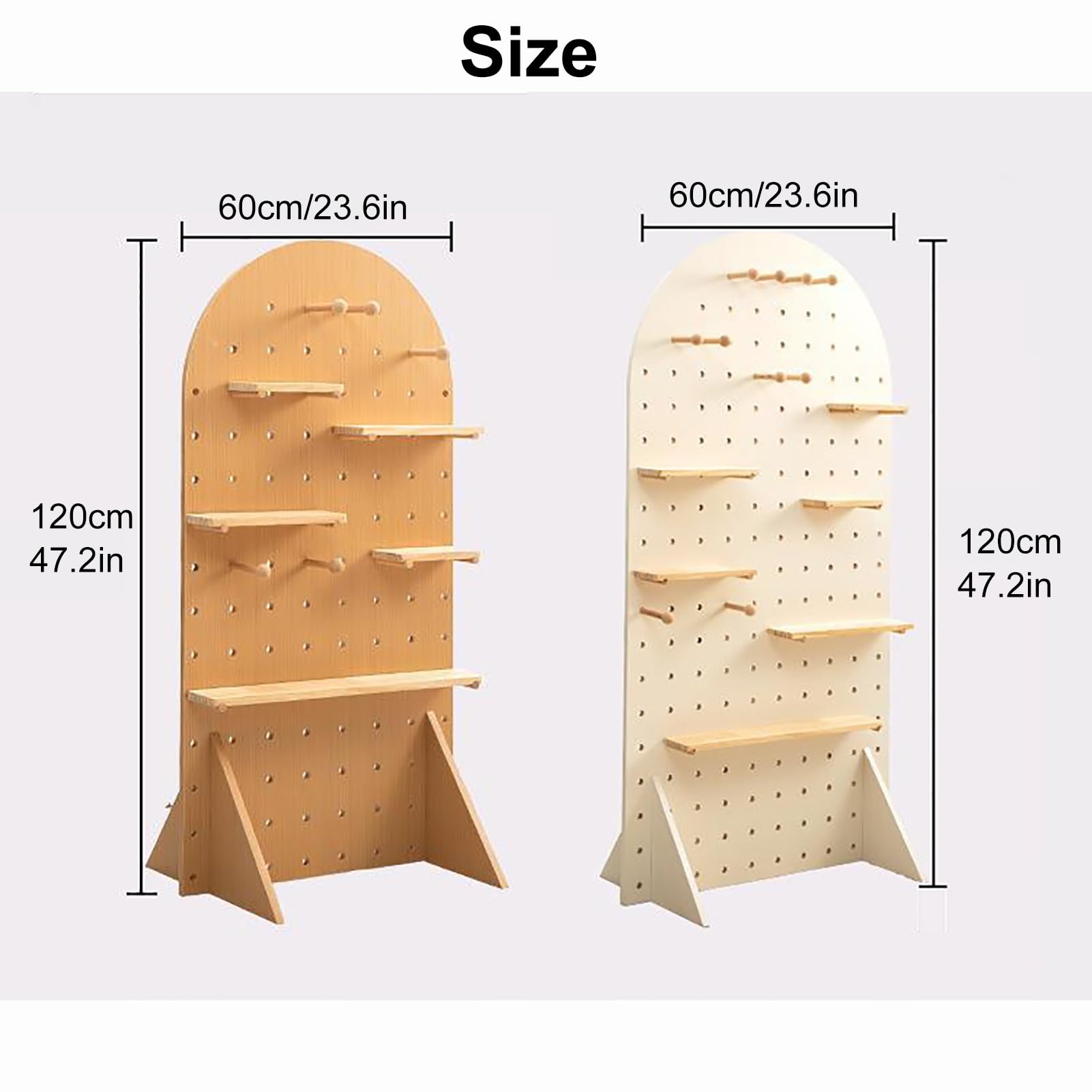 Beweglich Pegboard mit Rollen, Freistehend Lochplatte Holz, Werkzeugwand, Werkzeugregal, Stecktafel Organizer, Lochwand, 120×60 cm (Size : Wood color)