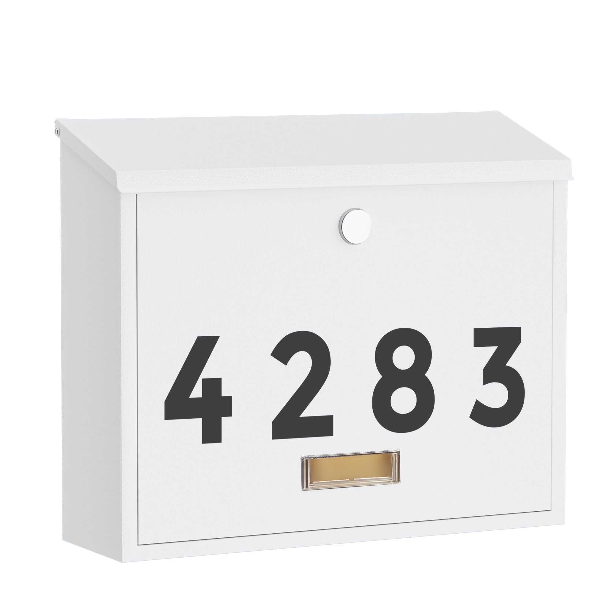 Boîte aux lettres extérieure à clé AMB33W blanche, boîte postale murale résistante aux intempéries